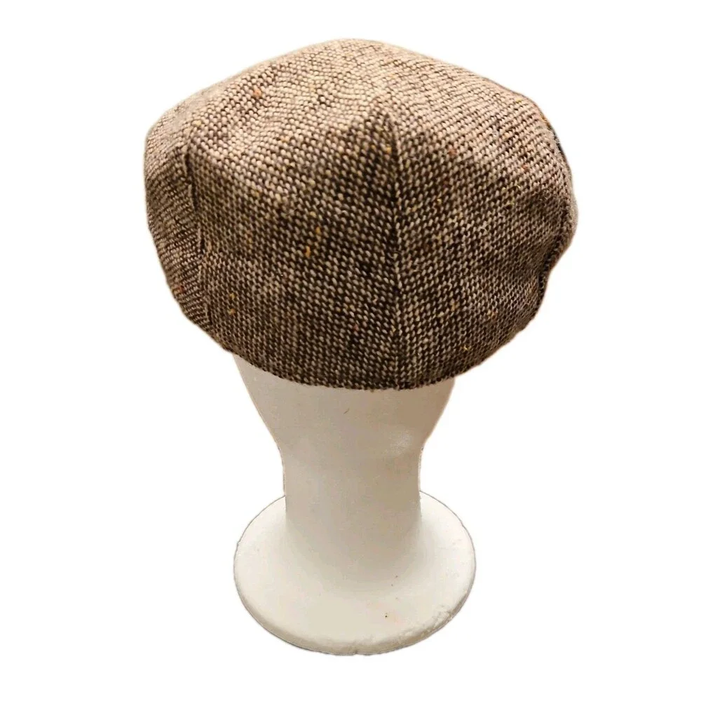 Patrick Francis Irish Mens Flat Cap Brown Tweed Newsboy Hat Wool Blend, Large - Picture 4 of 7